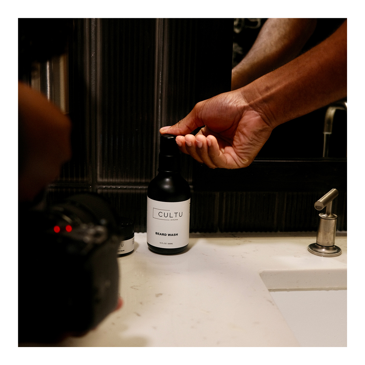 Cultu Beard Wash on bathroom counter