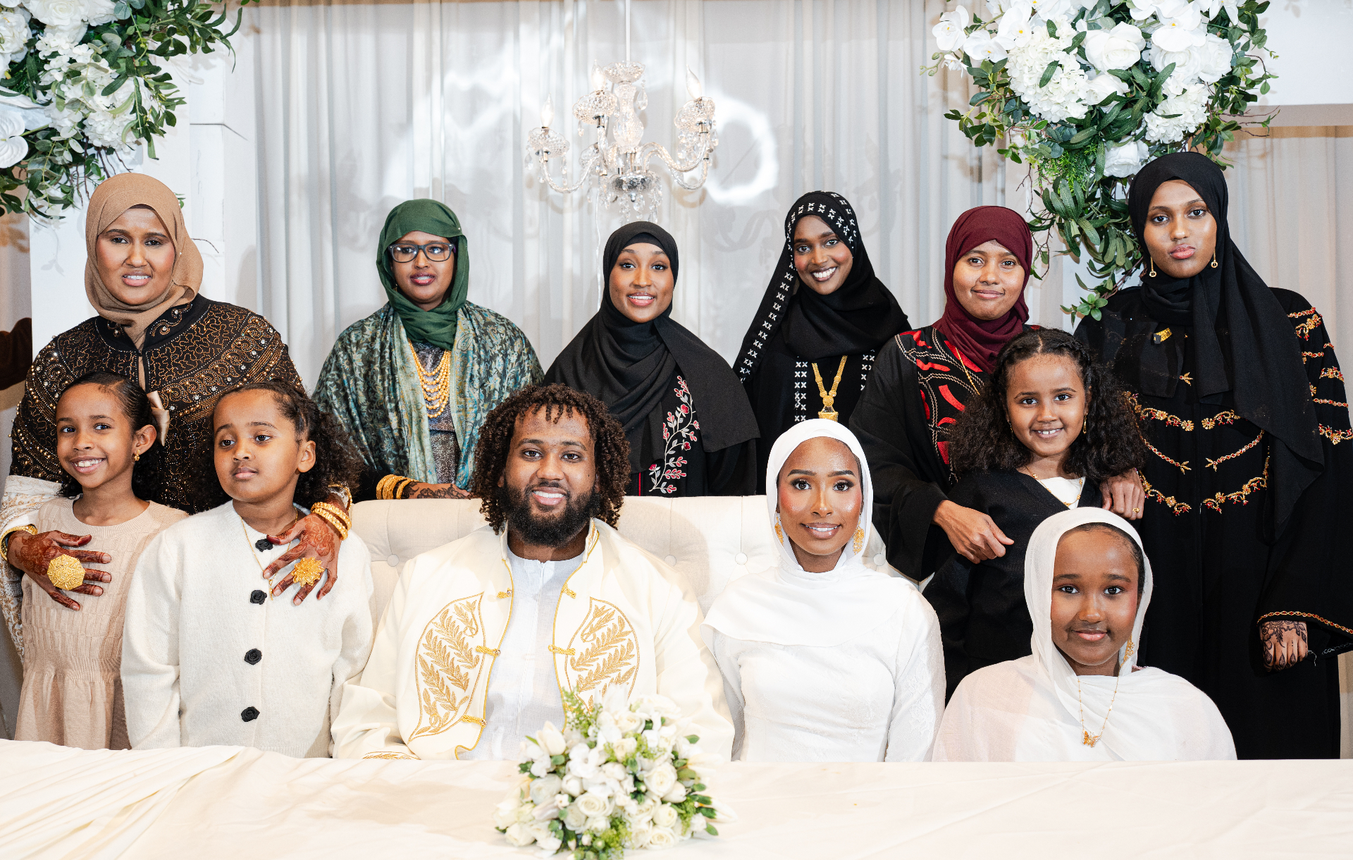 Nikkah ceremony — family portrait with the couple